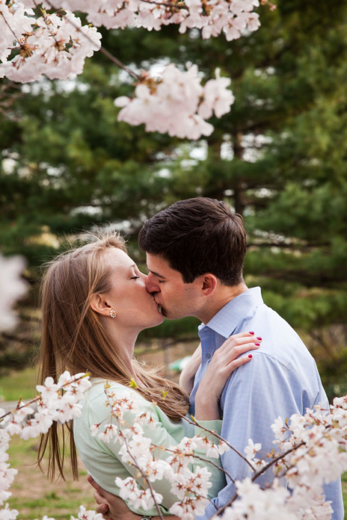 Engagement shoot during cherry blossom season for an article on photography dates to remember