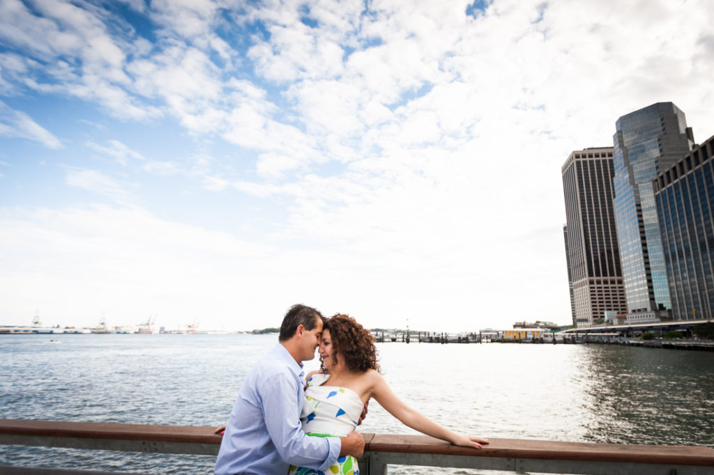 Couple at South Street Seaport for an article on best engagement photos