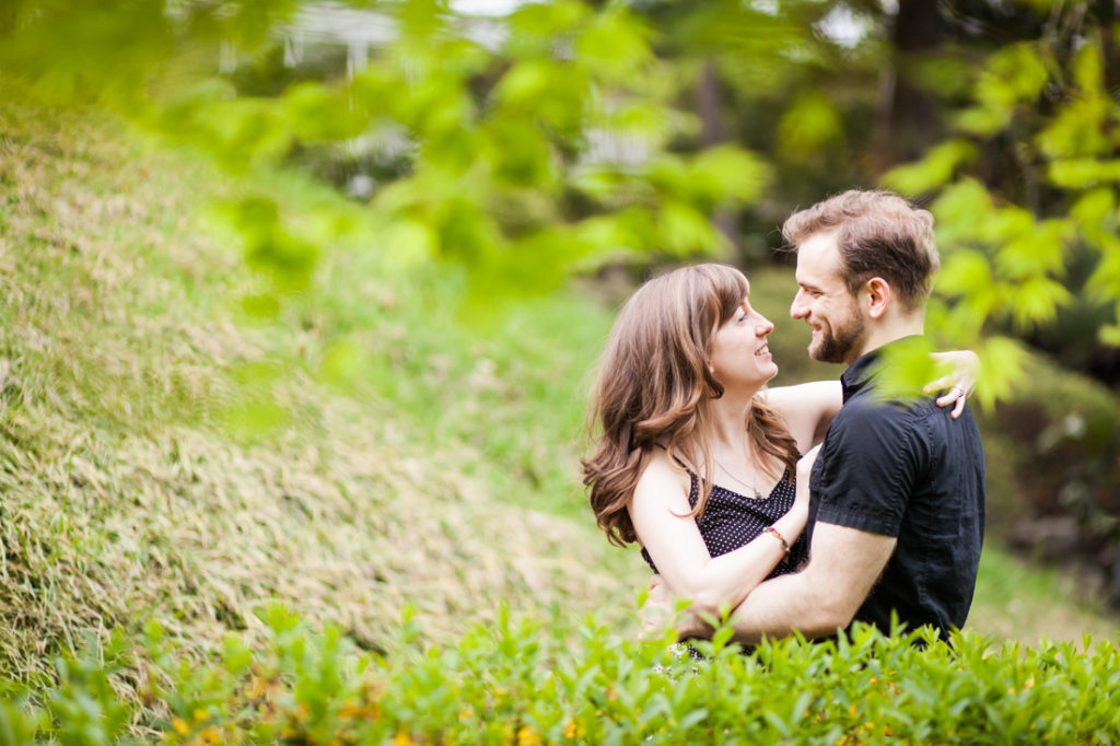 Couple dancing at the Brooklyn Botanic Gardens for an article on best engagement photos