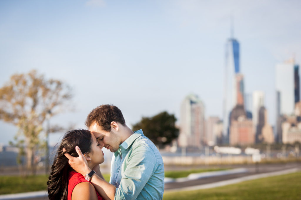 Couple on Governors Island for an article on best engagement photos