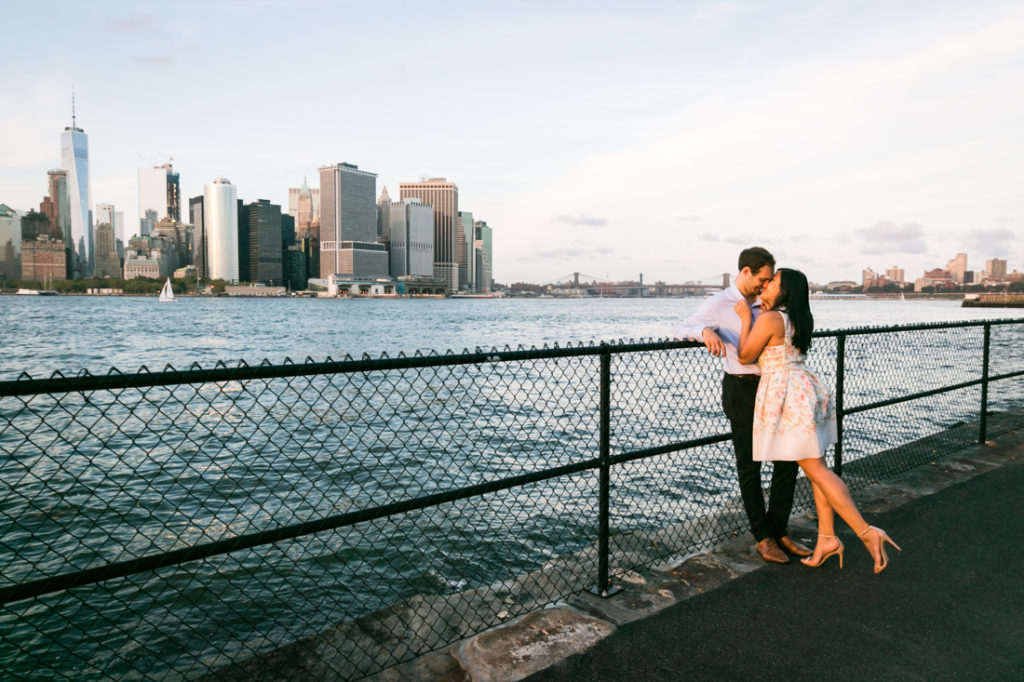 Couple on Governors Island for an article on best engagement photos