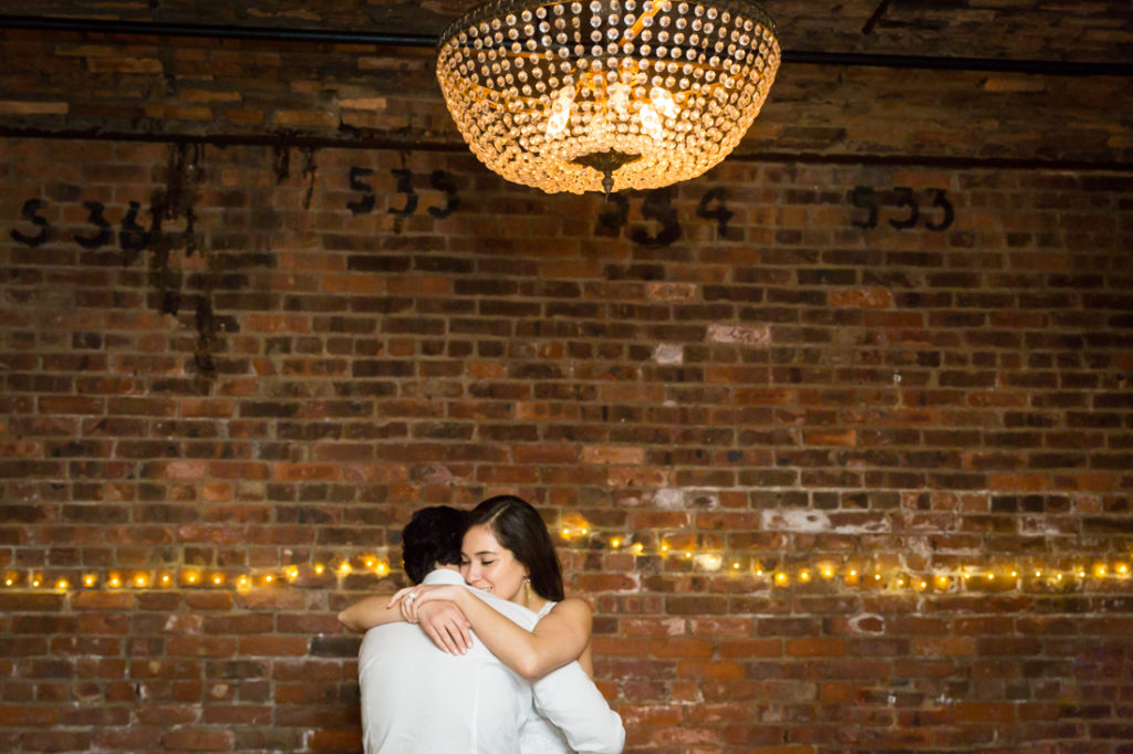 Bride and groom dancing at a Wythe Hotel wedding