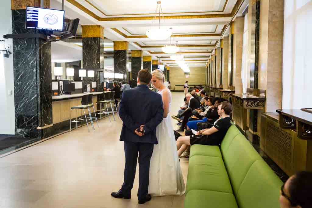 Couple waiting for their NYC City Hall elopement