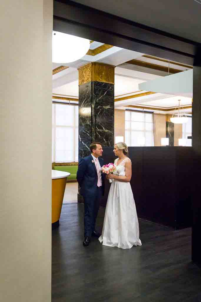 Couple waiting for their NYC City Hall elopement