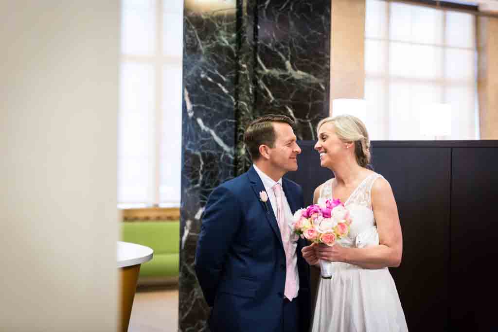 Couple waiting for their NYC City Hall elopement