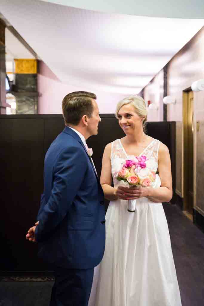 Couple waiting for their NYC City Hall elopement