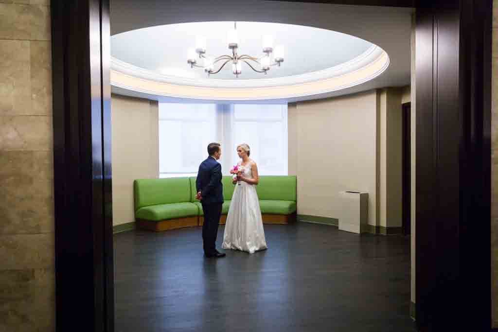 Couple waiting for their NYC City Hall elopement