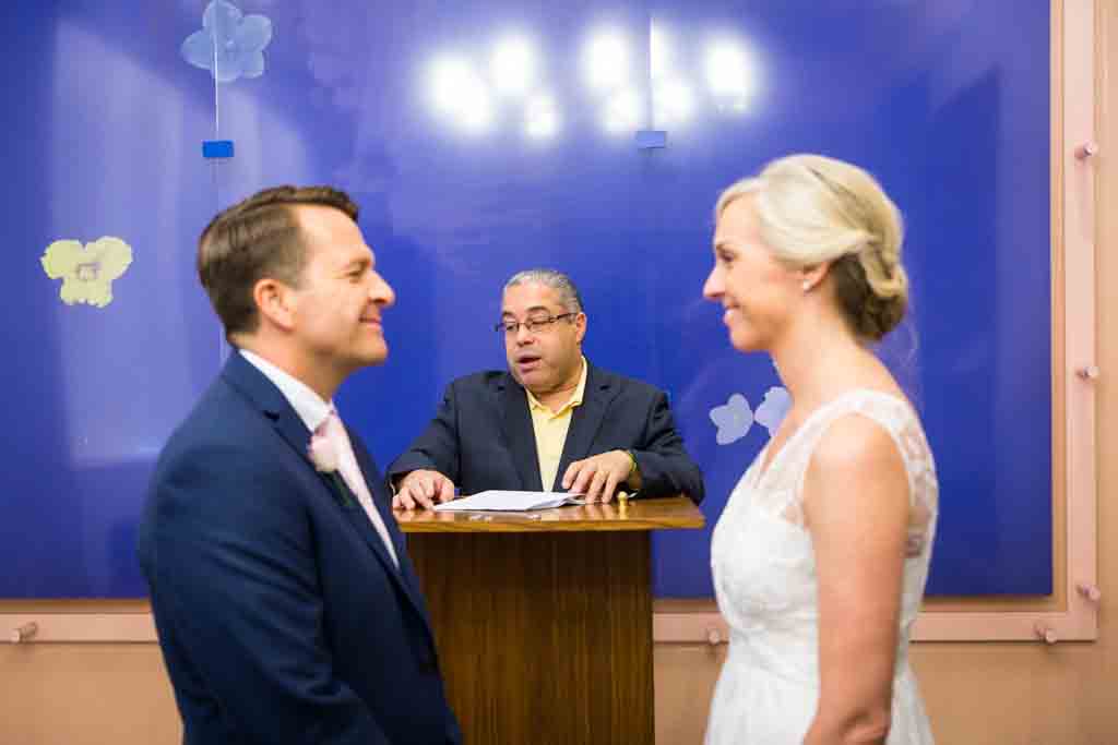 Wedding ceremony at a NYC City Hall elopement