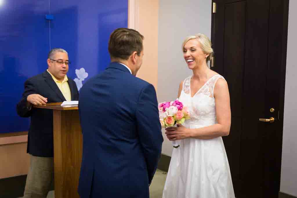 Wedding ceremony at a NYC City Hall elopement