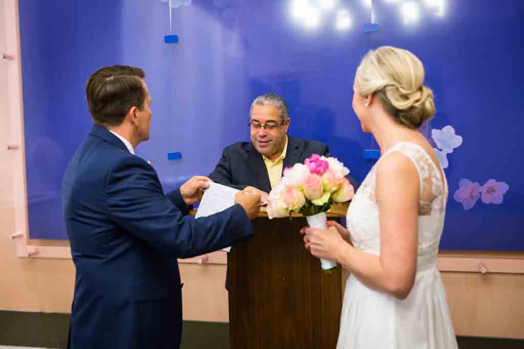 Wedding ceremony at a NYC City Hall elopement