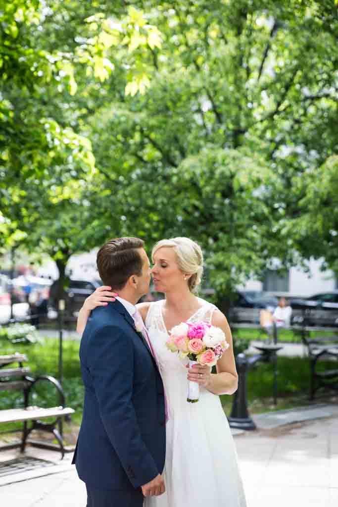 Bride and groom portraits after a NYC City Hall elopement