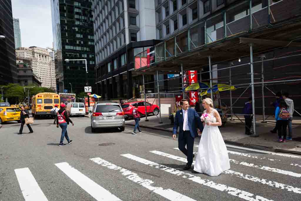 Bride and groom portraits after a NYC City Hall elopement