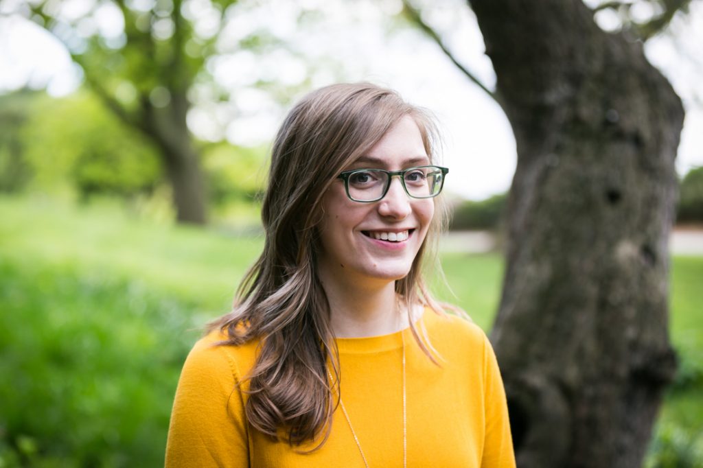 Bride-to-be at a Fort Tryon Park engagement portrait