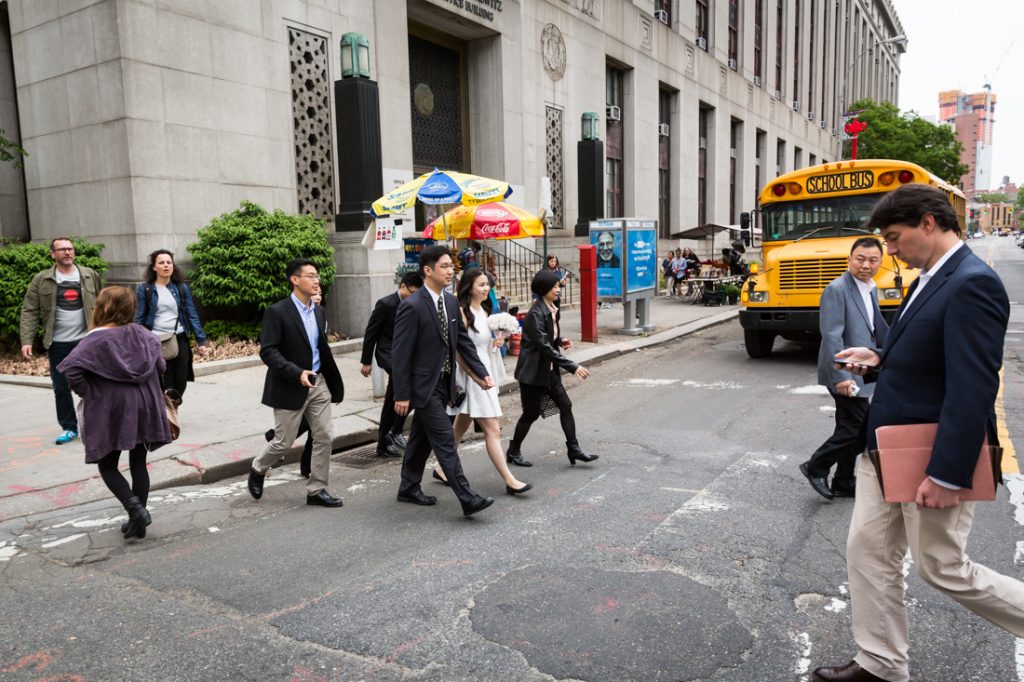 Bride and groom portraits at a NYC City Hall elopement