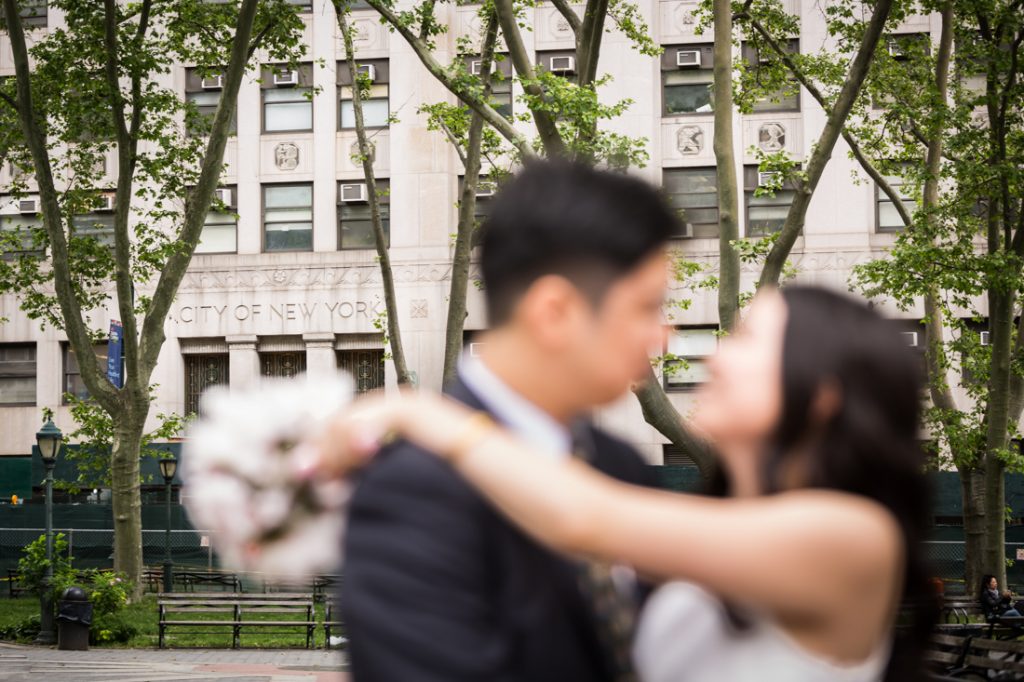 Bride and groom portraits at a NYC City Hall elopement