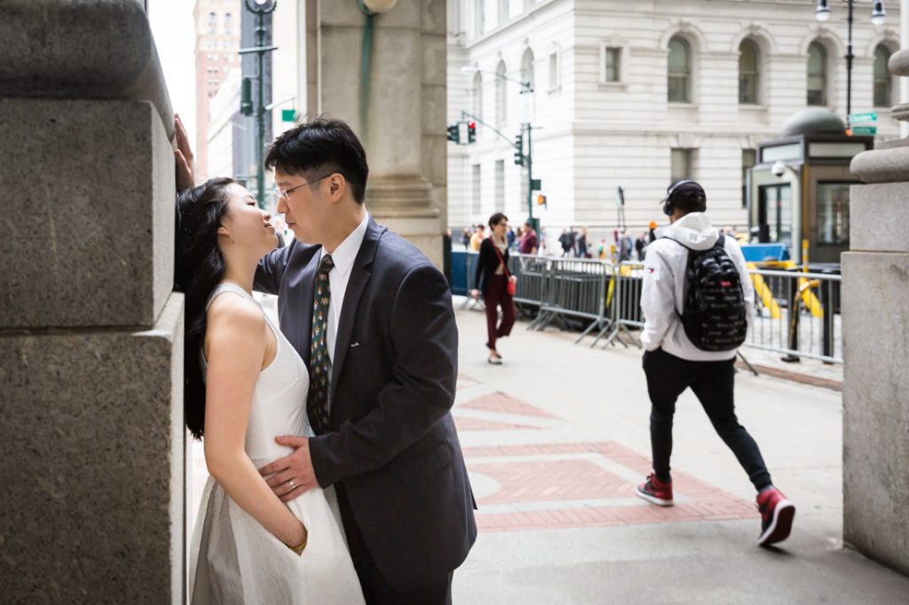 Bride and groom portraits at a NYC City Hall elopement