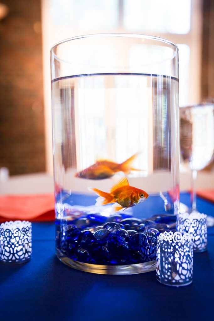 Goldfish centerpiece by bar mitzvah photographer, Kelly Williams