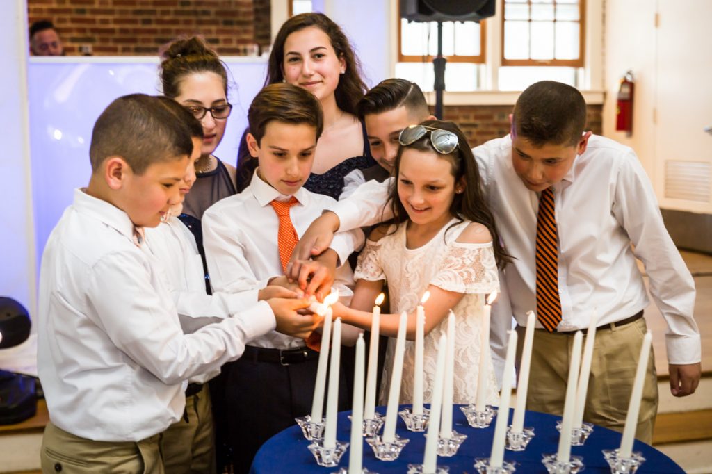 Candle-lighting ceremony by bar mitzvah photographer, Kelly Williams