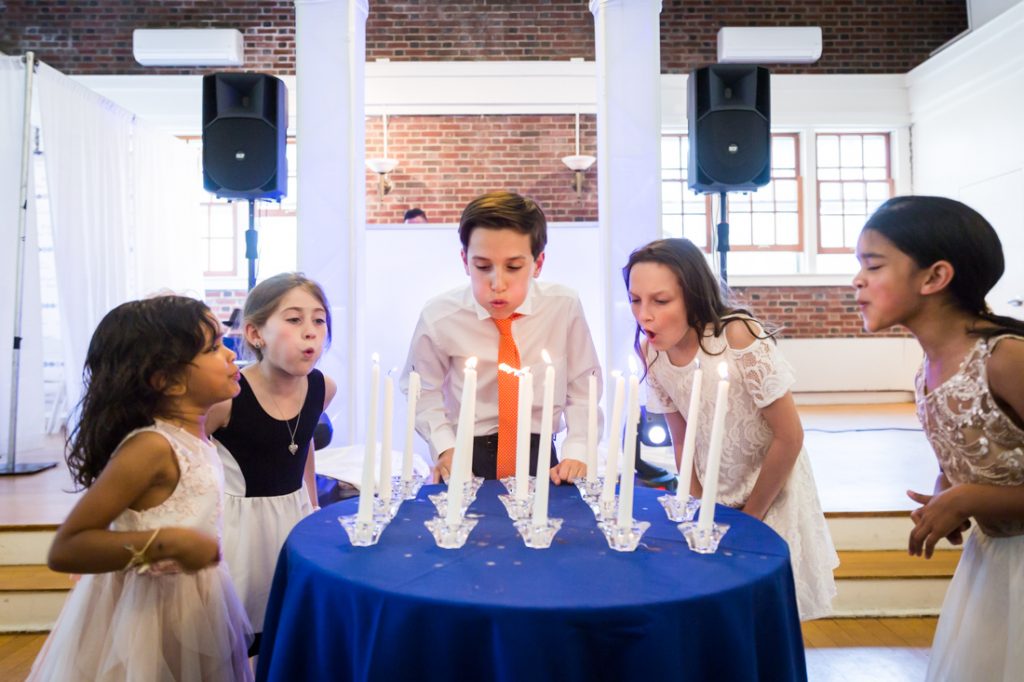 Candle-lighting ceremony by bar mitzvah photographer, Kelly Williams