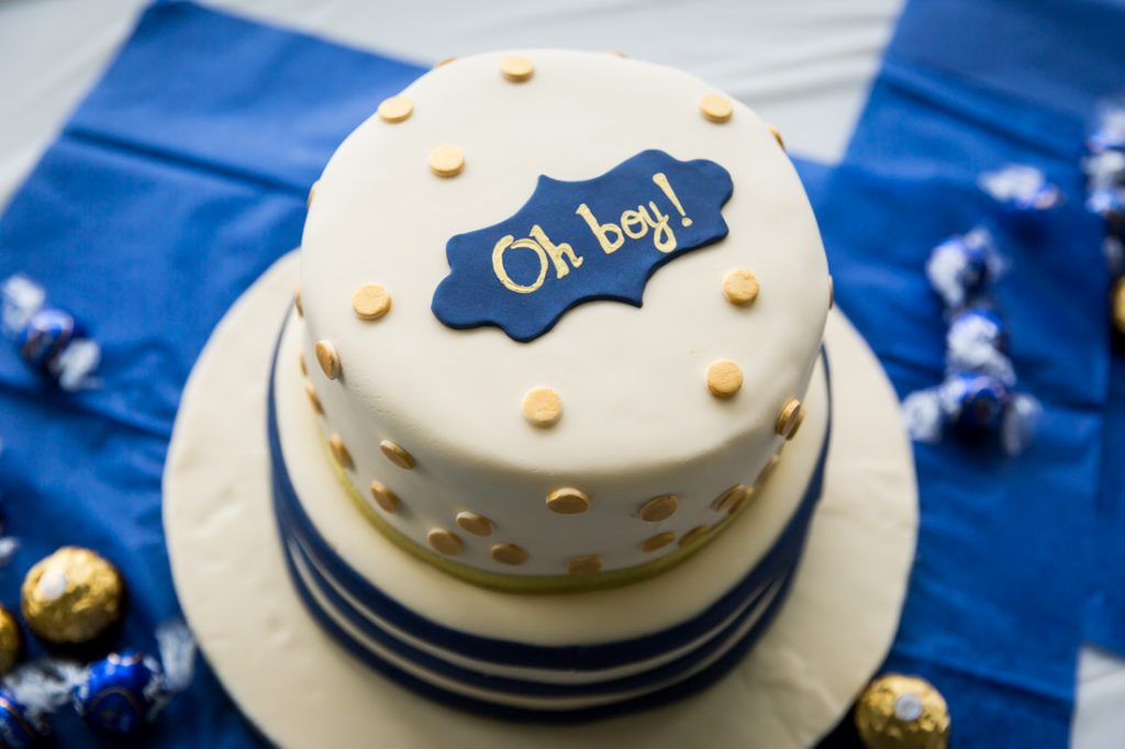 Cake at a nontraditional baby shower