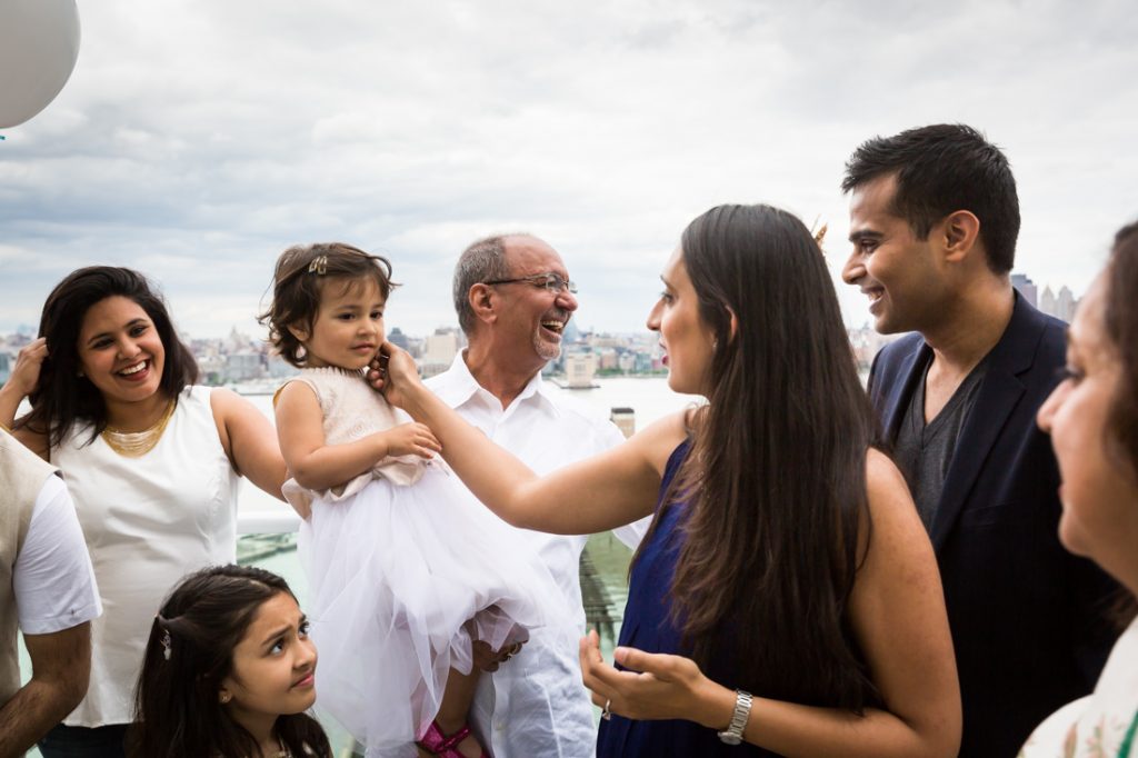 Guests at a nontraditional baby shower