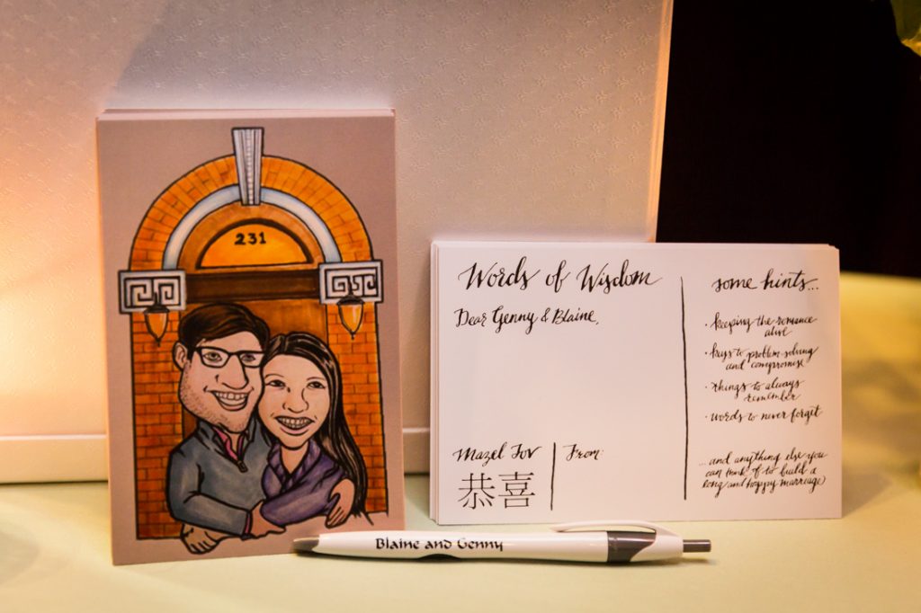 Bride and groom postcards for a SoHo wedding