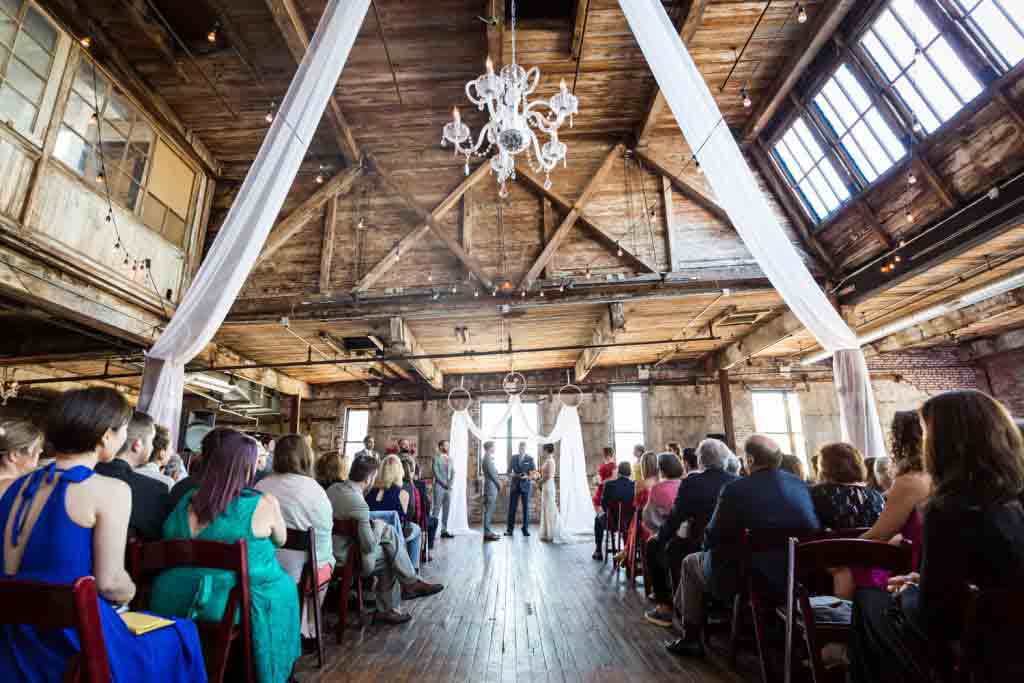 Wide shot of ceremony at a Greenpoint Loft wedding