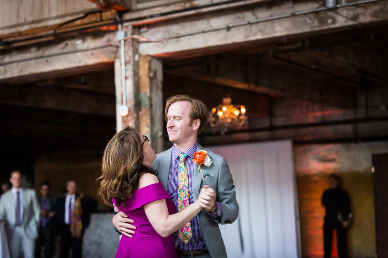 Groom and mother dancing at a Greenpoint Loft wedding