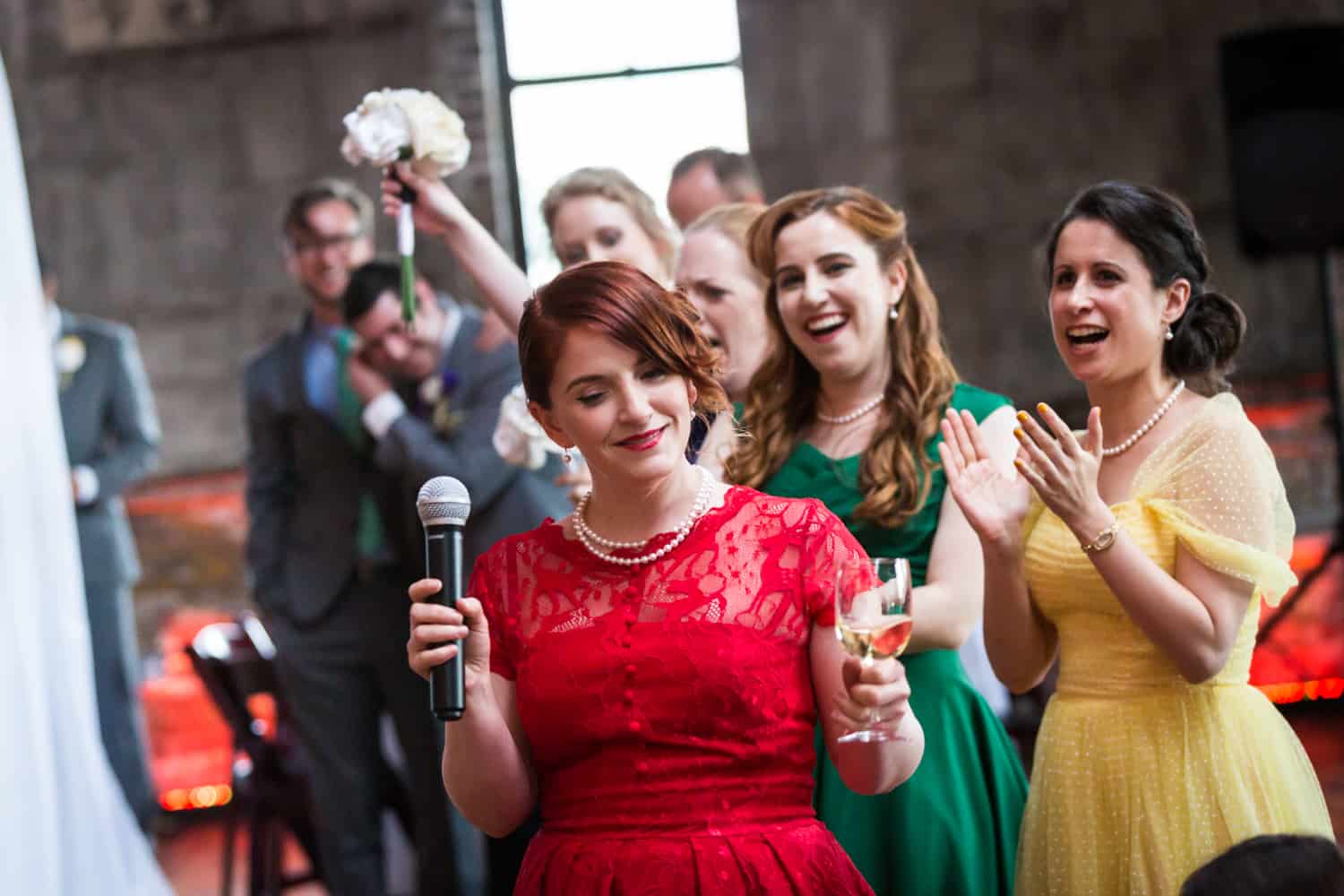 Maid of honor making speech at a Greenpoint Loft wedding
