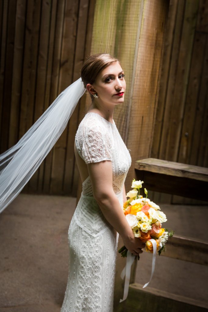 Bride and groom portraits for a Bronx Zoo wedding