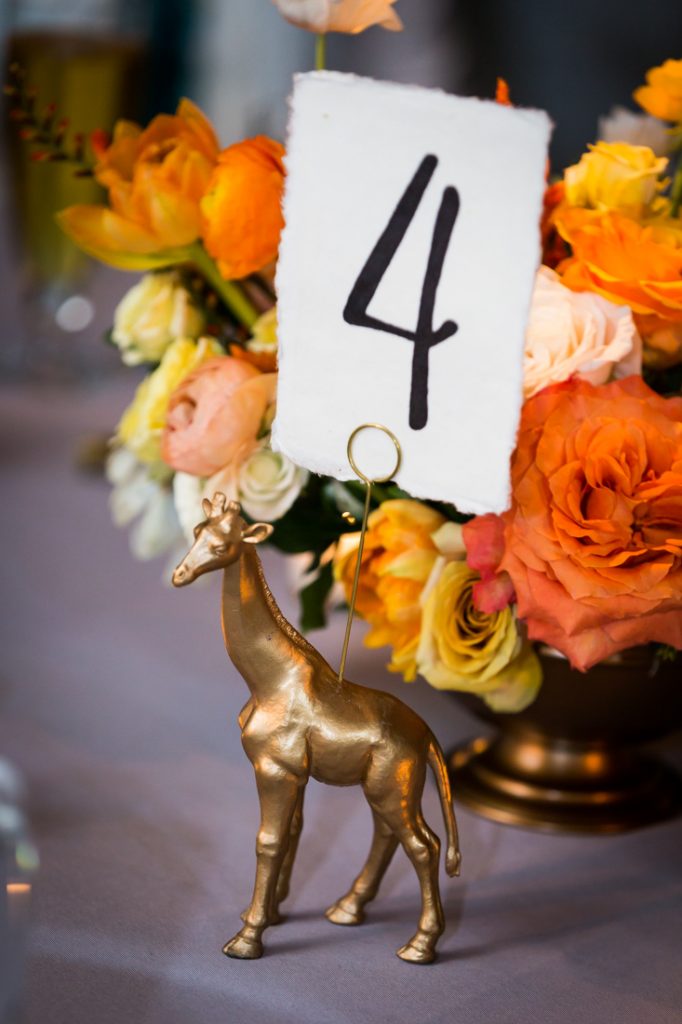 Table number for a Bronx Zoo wedding