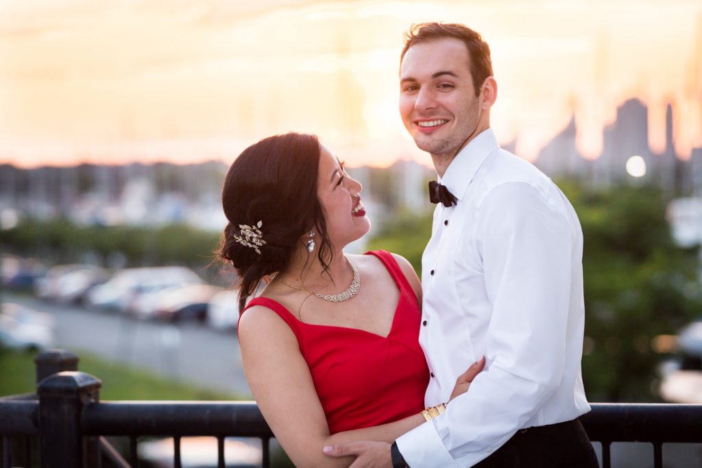 Sunset portrait at a Maritime Parc wedding