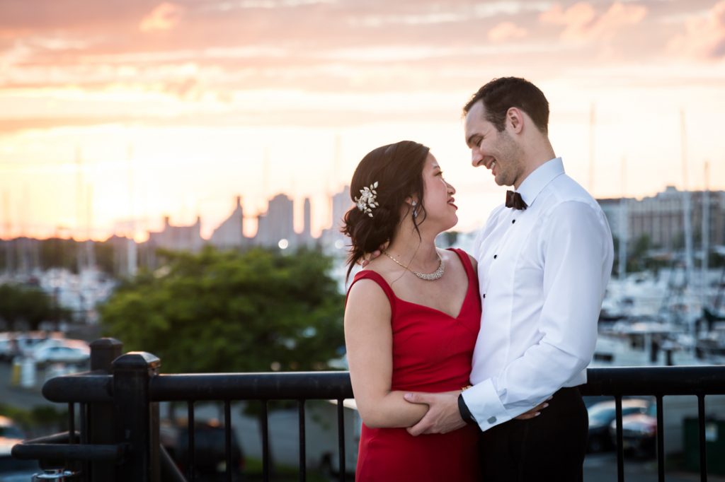 Sunset portrait at a Maritime Parc wedding