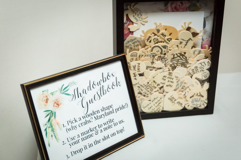 Shadowbox guest book as a wedding DIY project