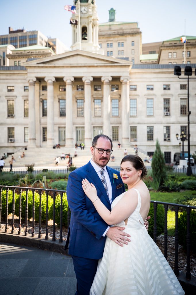 Bride and groom portraits before a Brooklyn Historical Society wedding