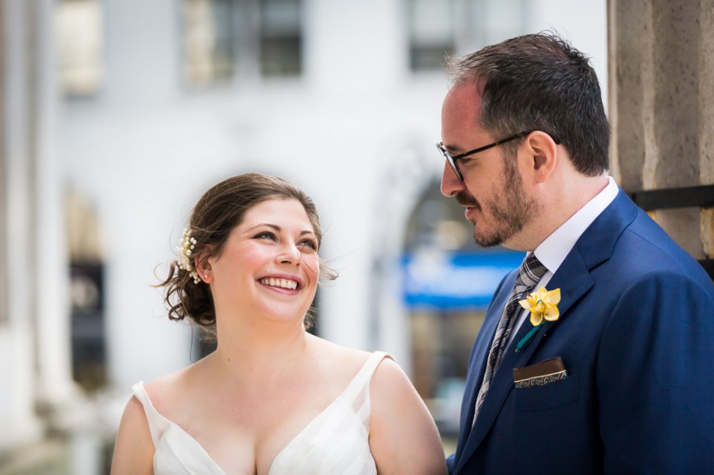 Bride and groom portraits before a Brooklyn Historical Society wedding