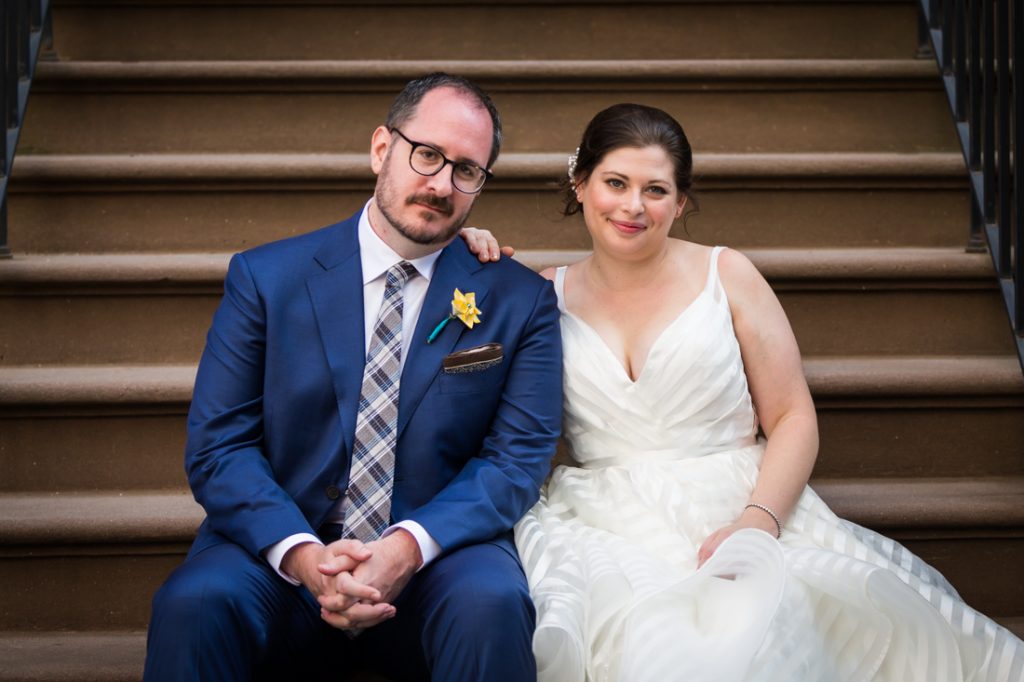 Bride and groom portraits before a Brooklyn Historical Society wedding