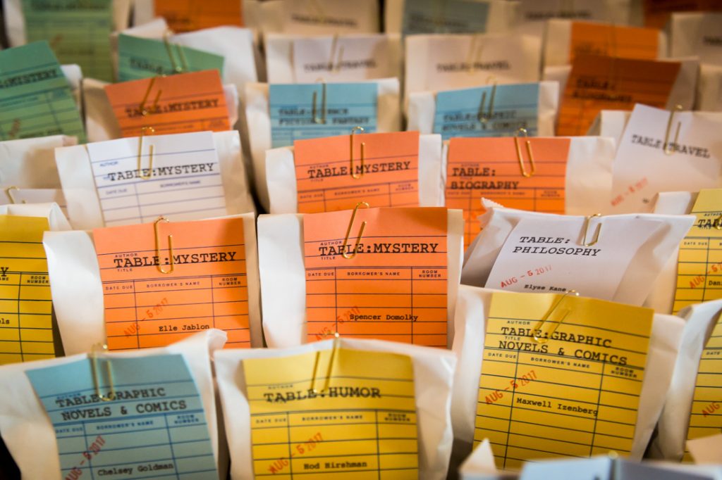 Table place cards at a Brooklyn Historical Society wedding