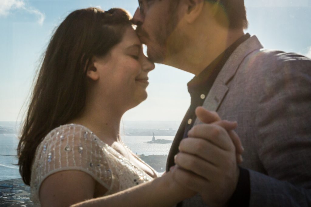 Bride and groom portraits before a Brooklyn rehearsal dinner