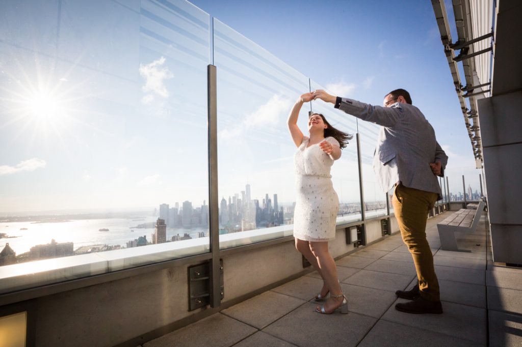 Bride and groom portraits before a Brooklyn rehearsal dinner