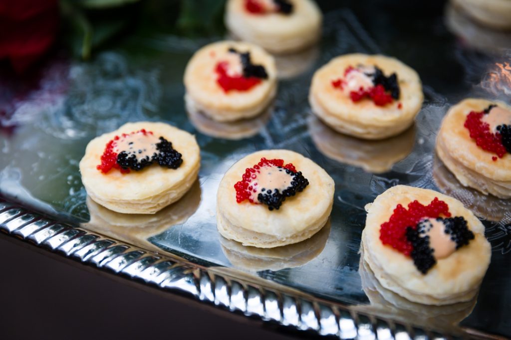 Appetizers at a Brooklyn rehearsal dinner