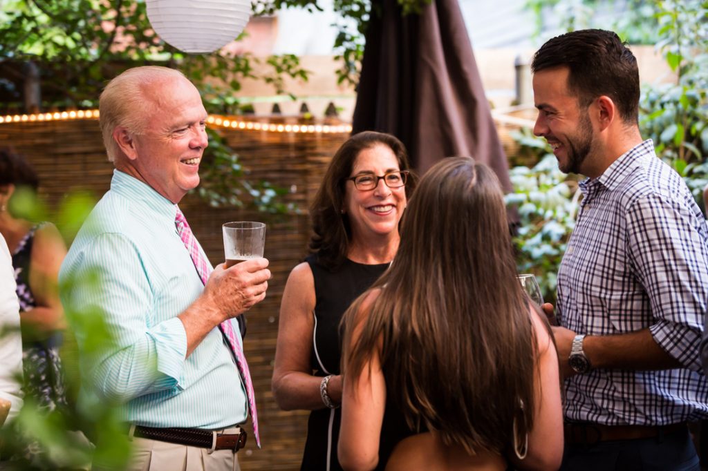 Guests enjoying a Brooklyn rehearsal dinner