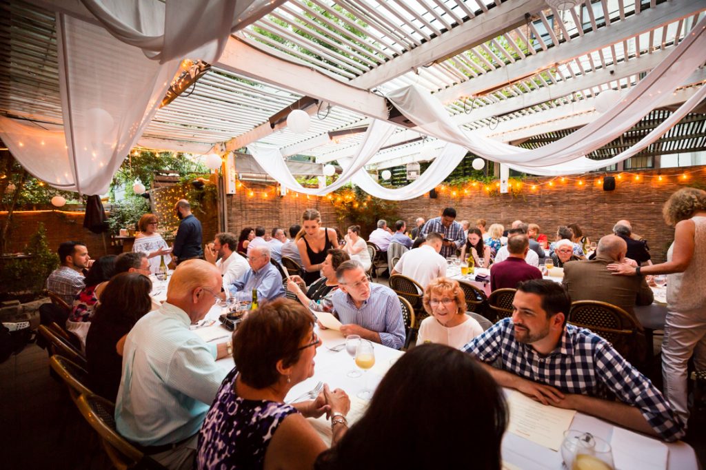 Guests enjoying a Brooklyn rehearsal dinner