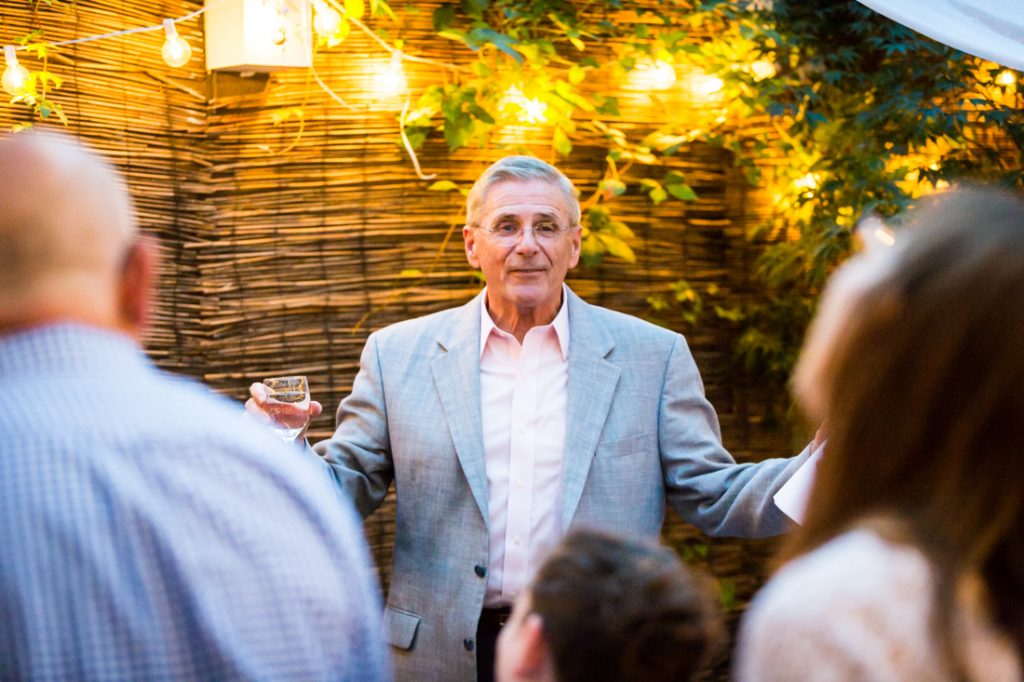 Toasts at a Brooklyn rehearsal dinner