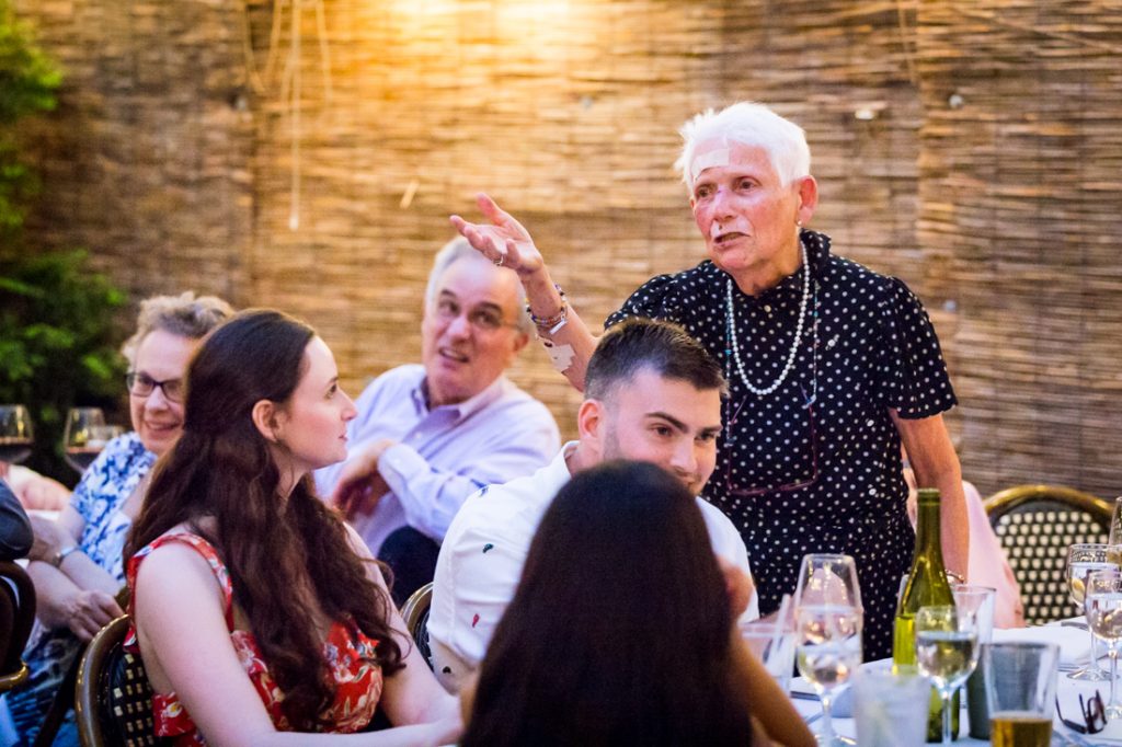Toasts at a Brooklyn rehearsal dinner