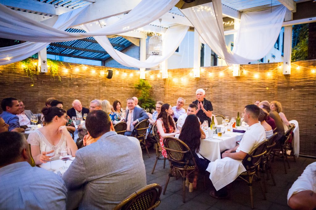 Toasts at a Brooklyn rehearsal dinner