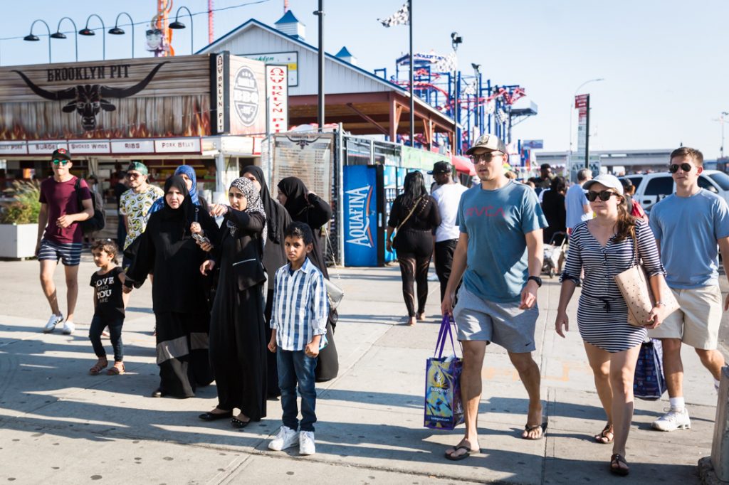 People on the Coney Island boardwalk