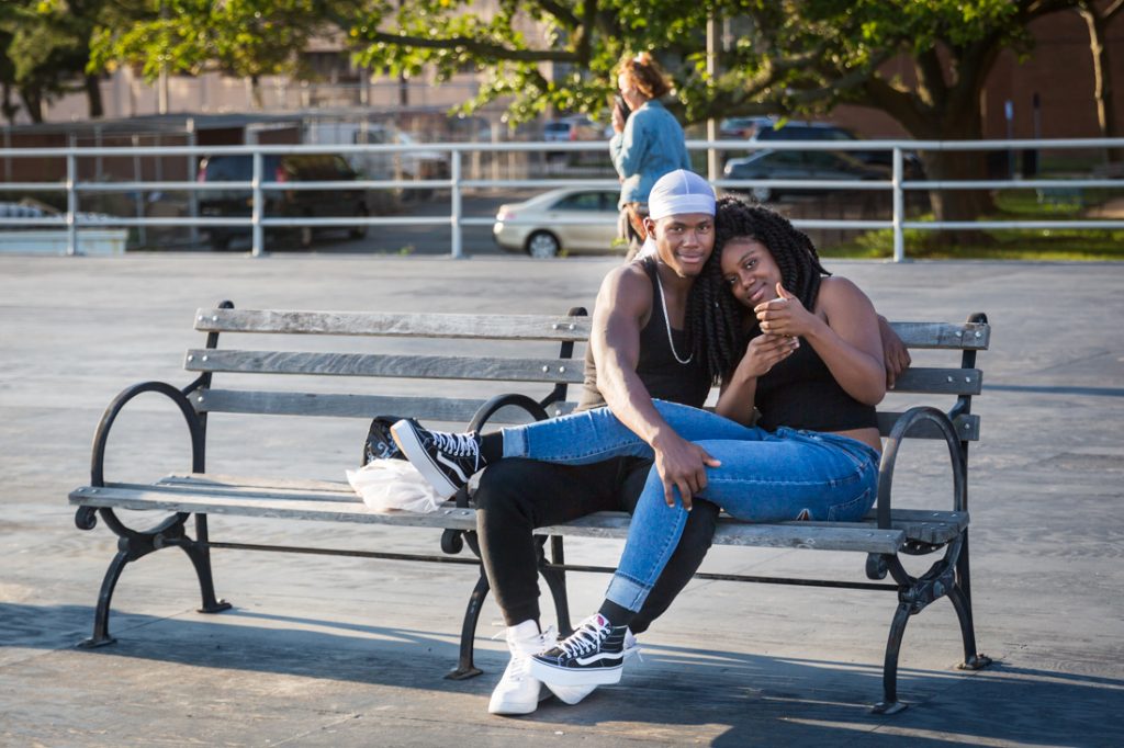 Lovers taking a selfie on the Coney Island boardwalk