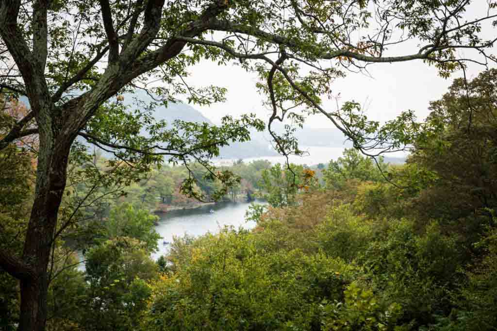 Wide shot of ceremony at a Bear Mountain Inn wedding