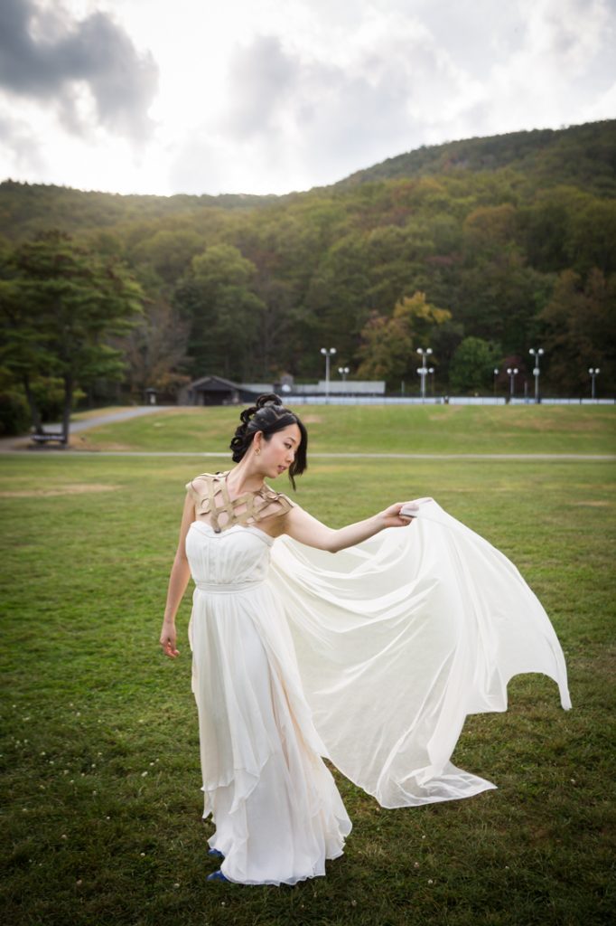 Portrait of the bride at a Bear Mountain Carousel wedding